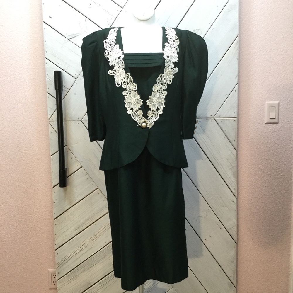 Vintage Cachet by Bari Protas Hunter Green  Dress